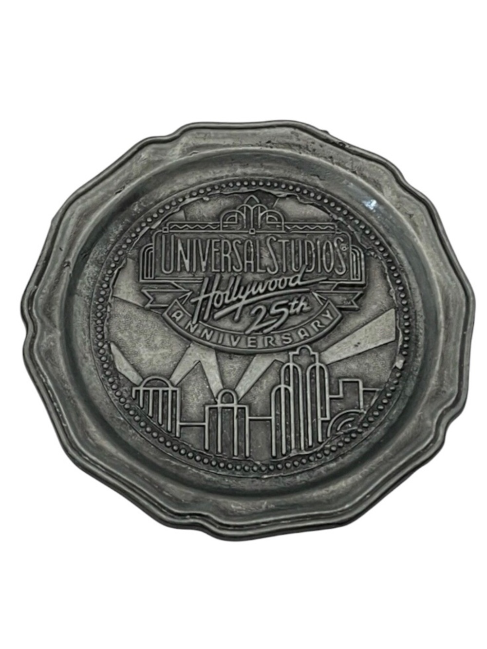 Universal Hollywood Studios Pewter Coaster 25th Anniversary. Pre owned